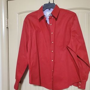 Women's Red Casual Button Down Shirt